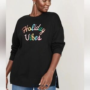 Old Navy • NWT Black Sweatshirt with Colorful Holiday Vibes